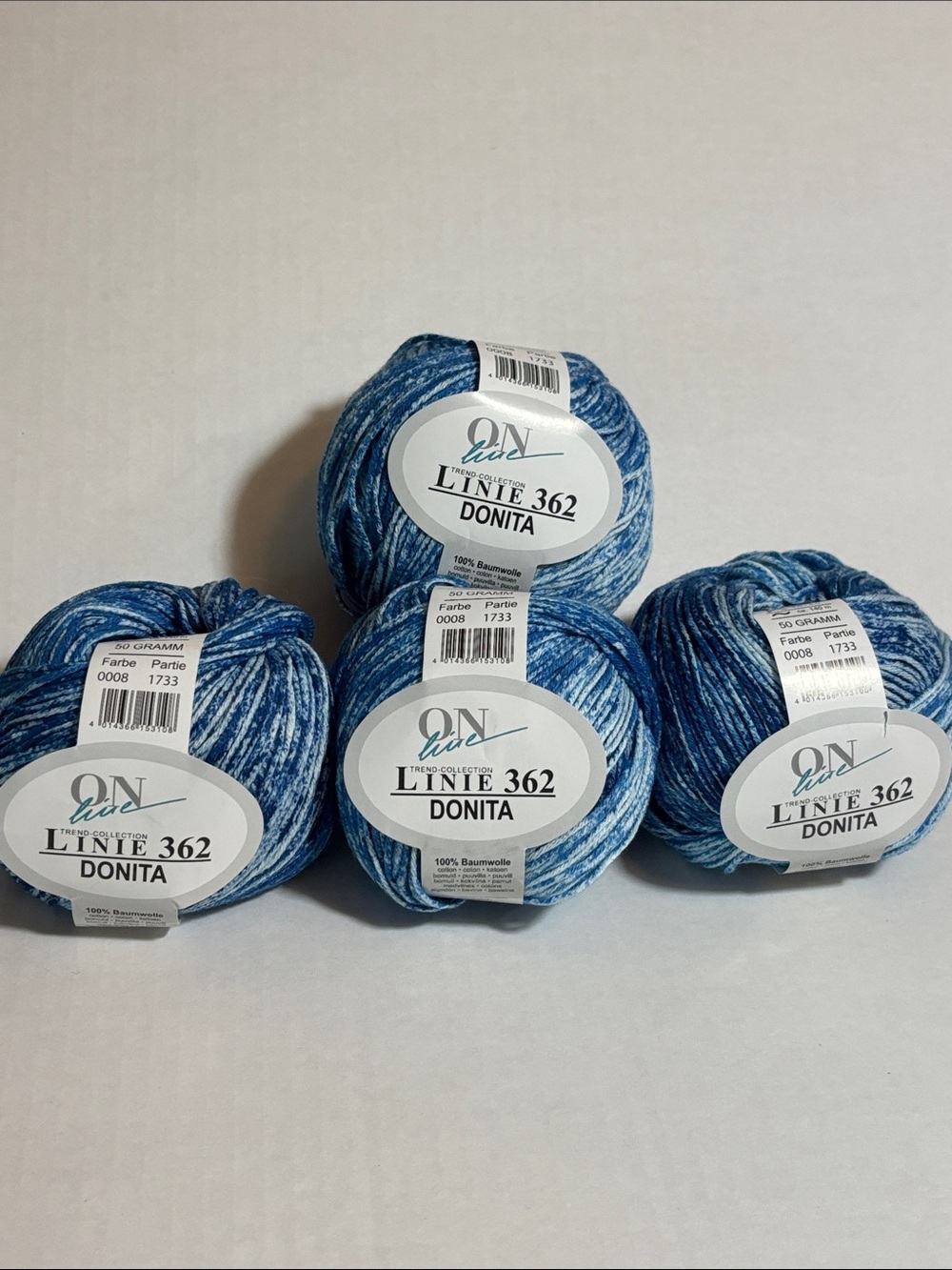 Linie 362 Donita Blue Variegated Yarn - 4-Pack